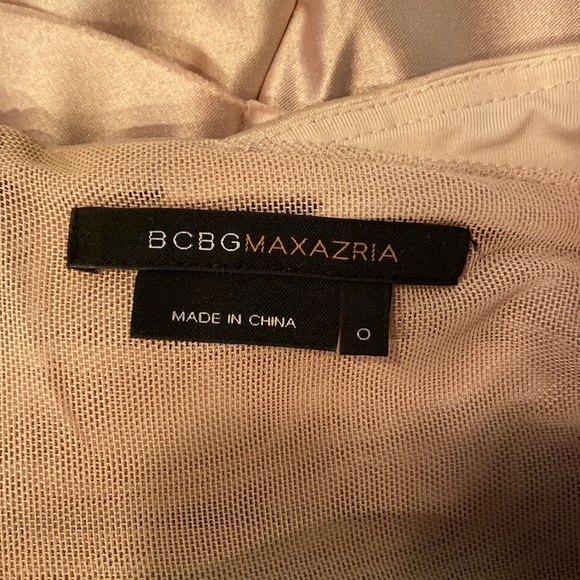 BCBGMaxAzria Champagne Satin Bandage Cocktail Dress with Halter Neck - Picture 4 of 6